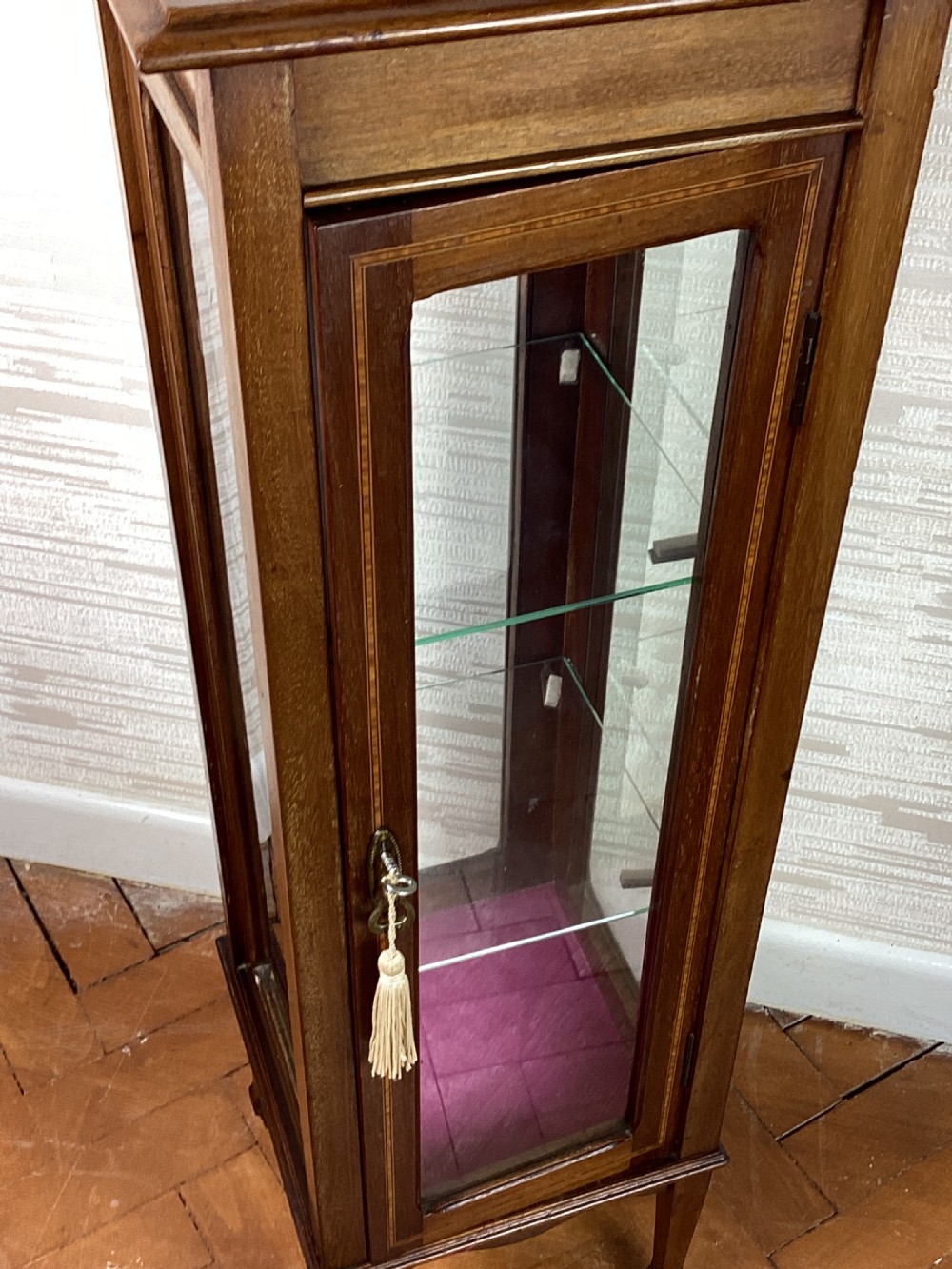 Edwardian mahogany pedestal display cabinet View III
