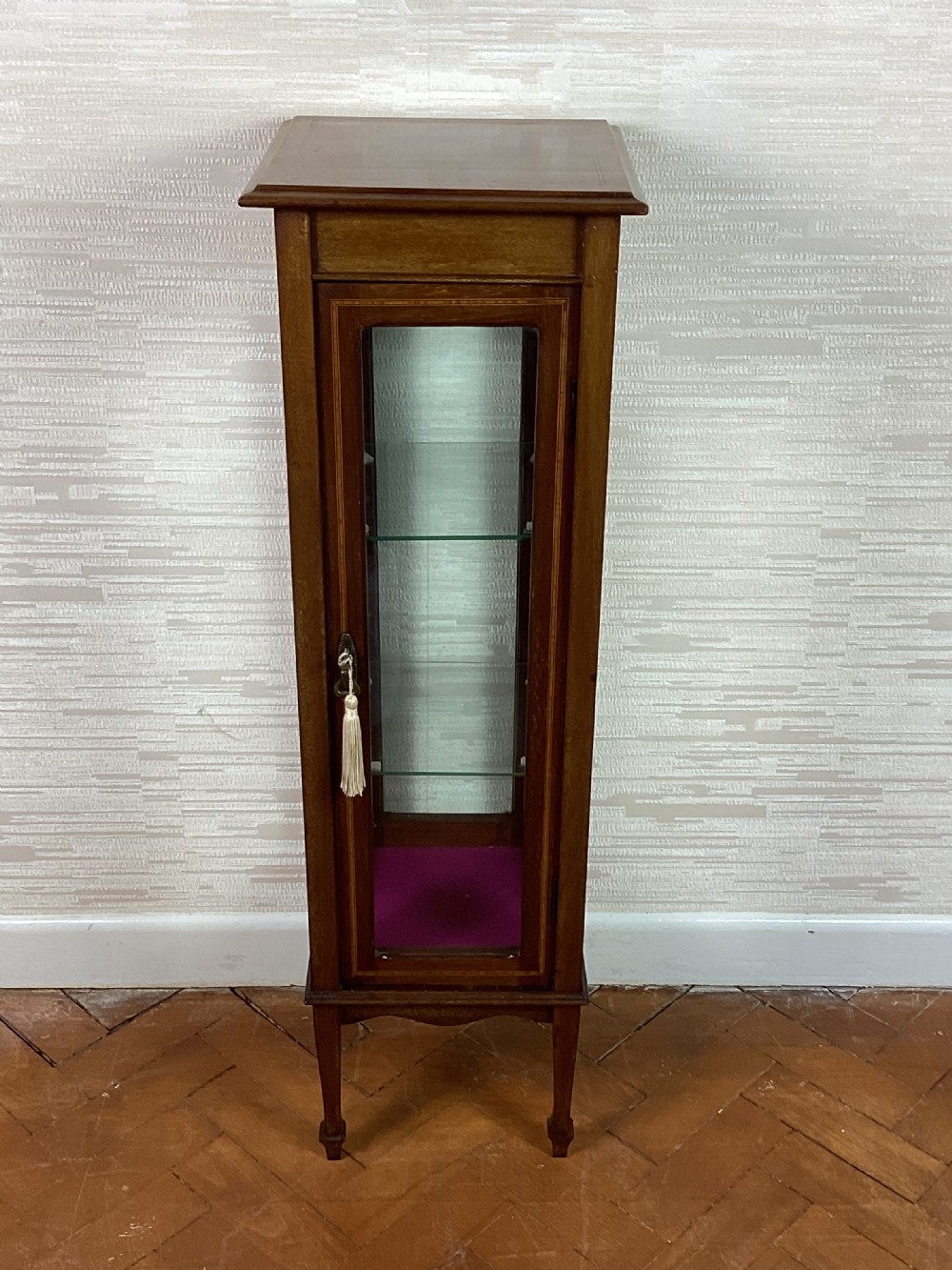 Edwardian mahogany pedestal display cabinet View VII