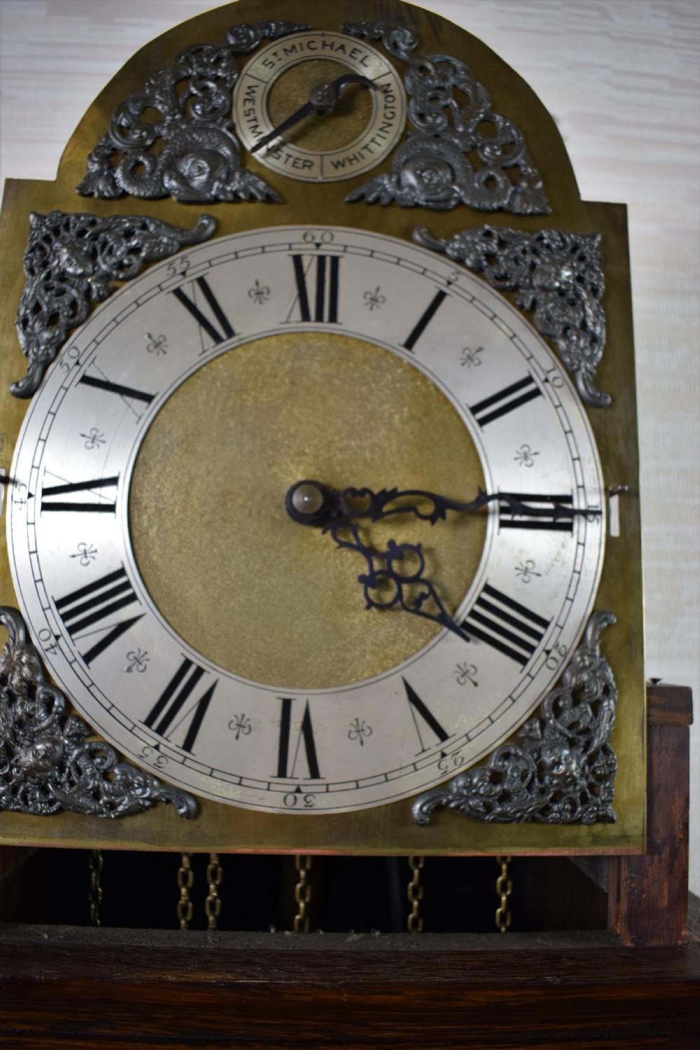 Good Quality Peerless/Embee Triple Tune Chiming Musical Oak Grandmother Grandfather Triple Weight Longcase Clock View IV
