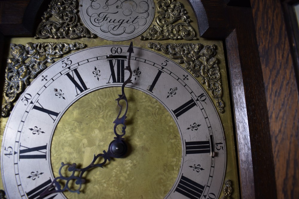 Triple Tune, Triple Weight Oak Musical Chiming Grandmother or Grandfather Longcase Clock with  Astragal Glazed Trunk Door View IV