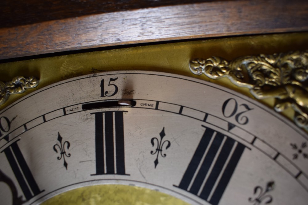 Triple Tune, Triple Weight Oak Musical Chiming Grandmother or Grandfather Longcase Clock with  Astragal Glazed Trunk Door View X