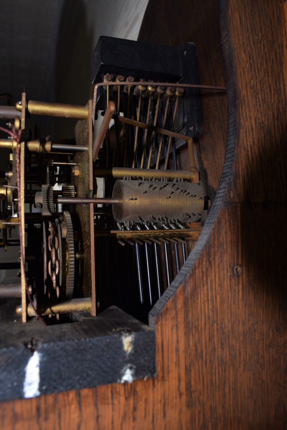 Triple Tune, Triple Weight Oak Musical Chiming Grandmother or Grandfather Longcase Clock with  Astragal Glazed Trunk Door View V