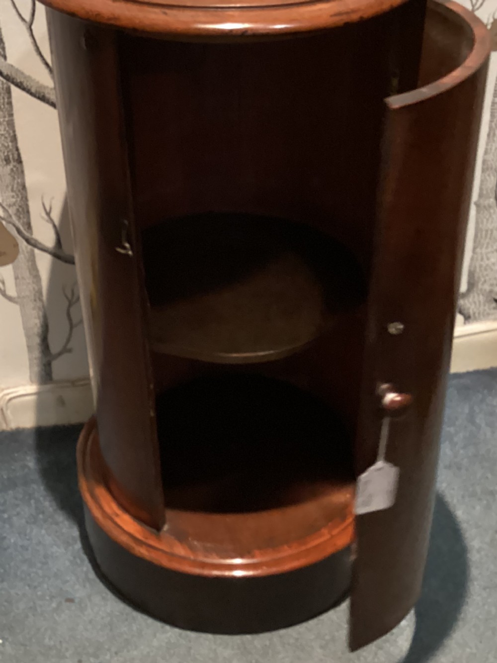 Victorian Flame Mahogany cylindrical pedestal pot cupboard View IV