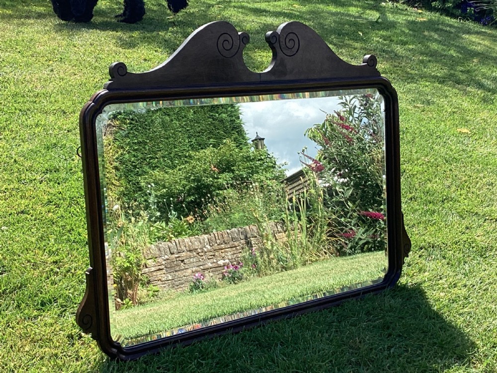 Victorian walnut wall mirror original glass View VII