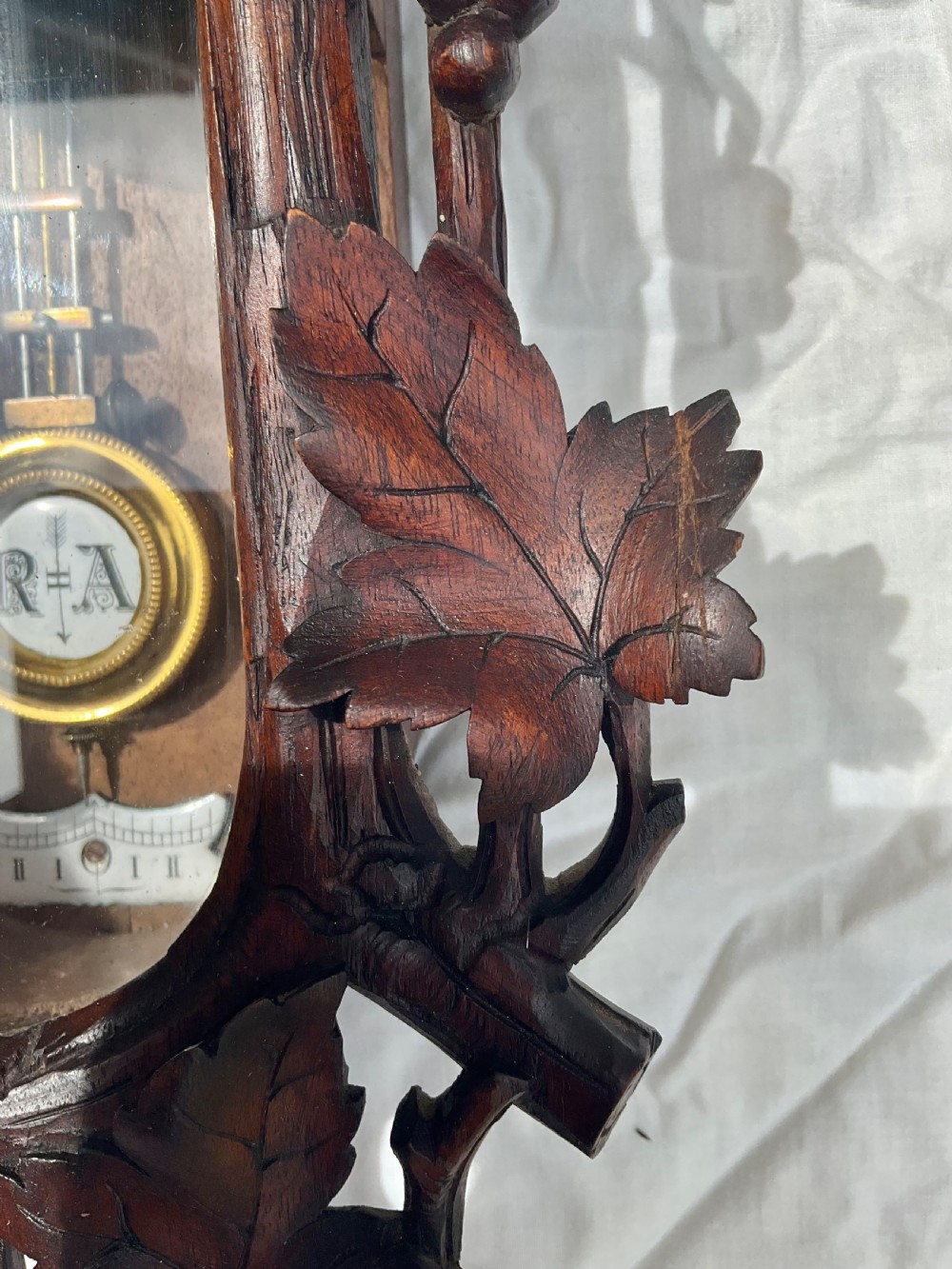 Miniature 19thC Black Forest Carved Wall Clock - 8 Day - Love Birds View III