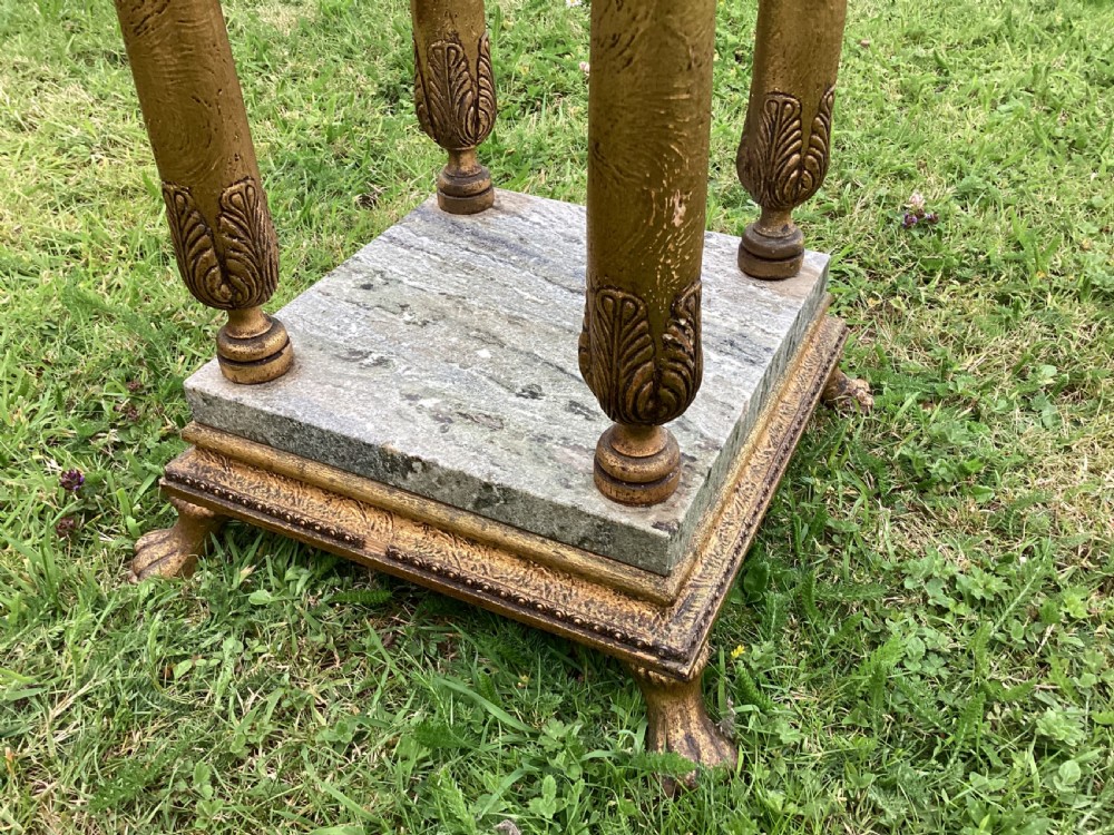 Gesso and marble square pedestal jardiniere or plant stand View IV
