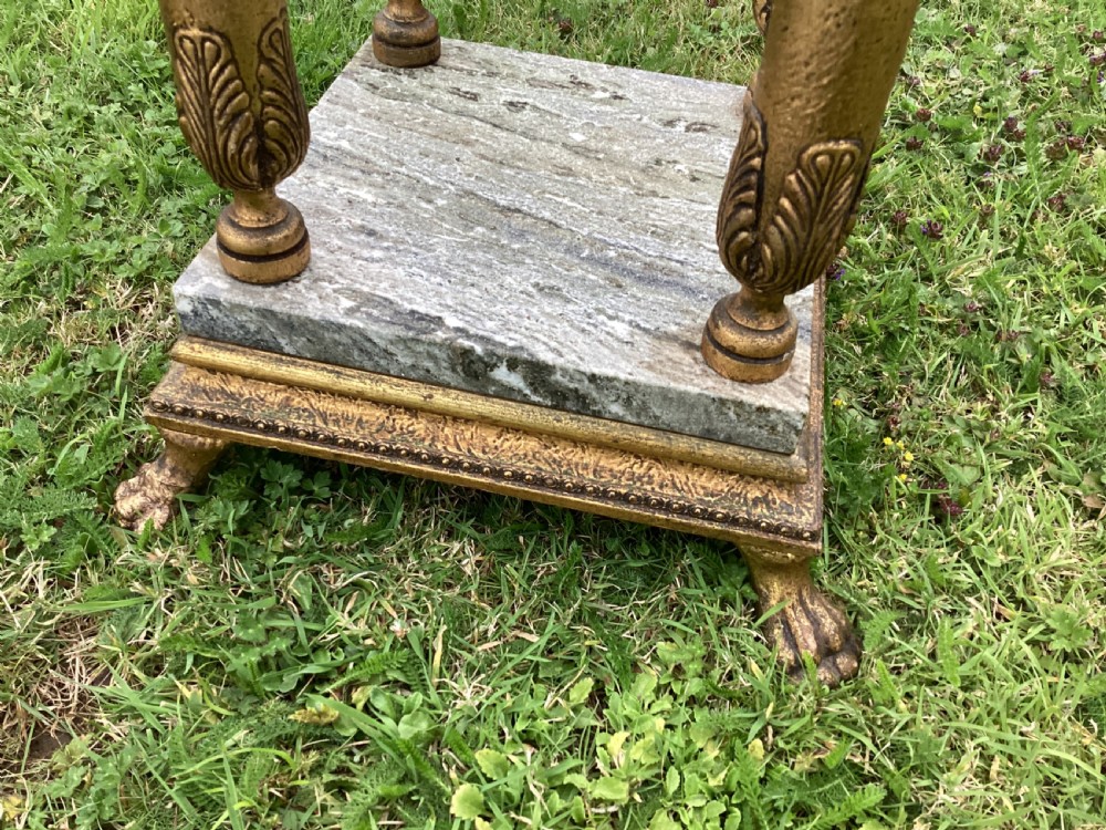 Gesso and marble square pedestal jardiniere or plant stand View V