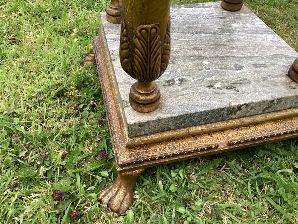 Gesso and marble square pedestal jardiniere or plant stand View VIII