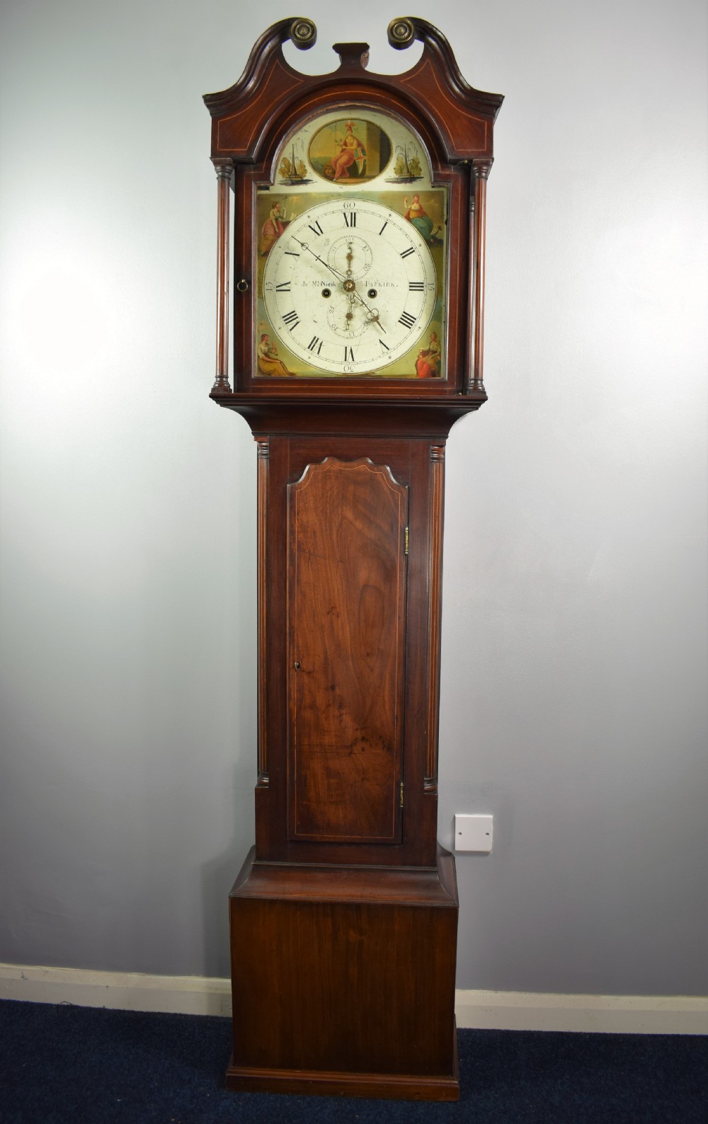 Georgian Inlaid Mahogany Grandfather Longcase 8 Day Clock - Early 19th Century View X