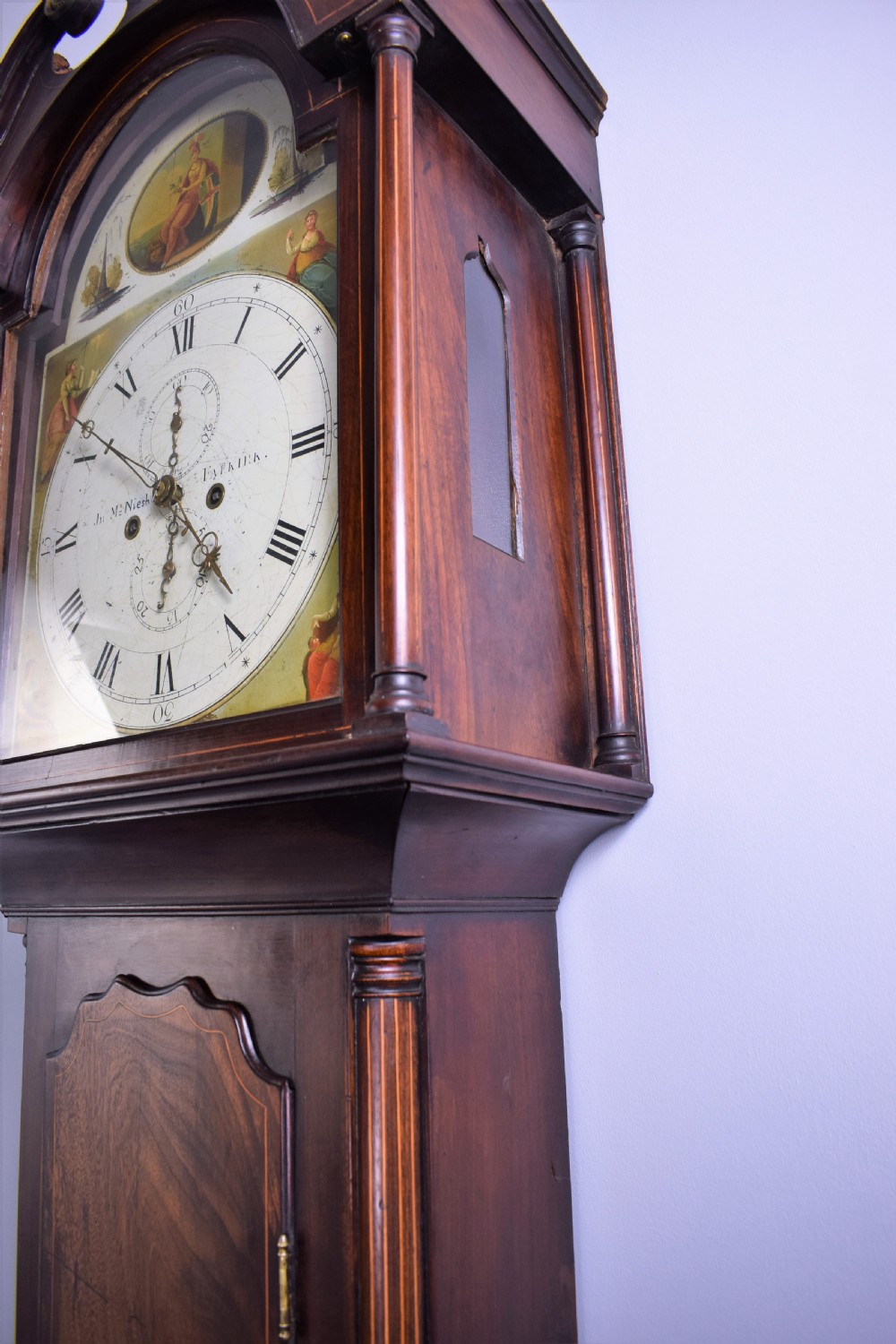 Georgian Inlaid Mahogany Grandfather Longcase 8 Day Clock - Early 19th Century View III