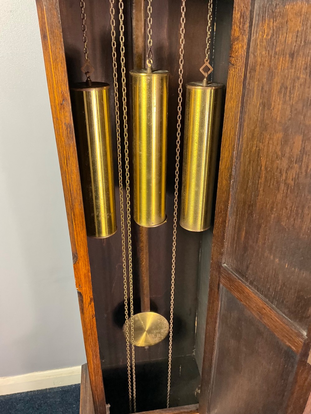 1930s Weight Driven Westminster Chiming Musical Oak Grandmother Grandfather Longcase Clock - Boots Drug Company Interest View III