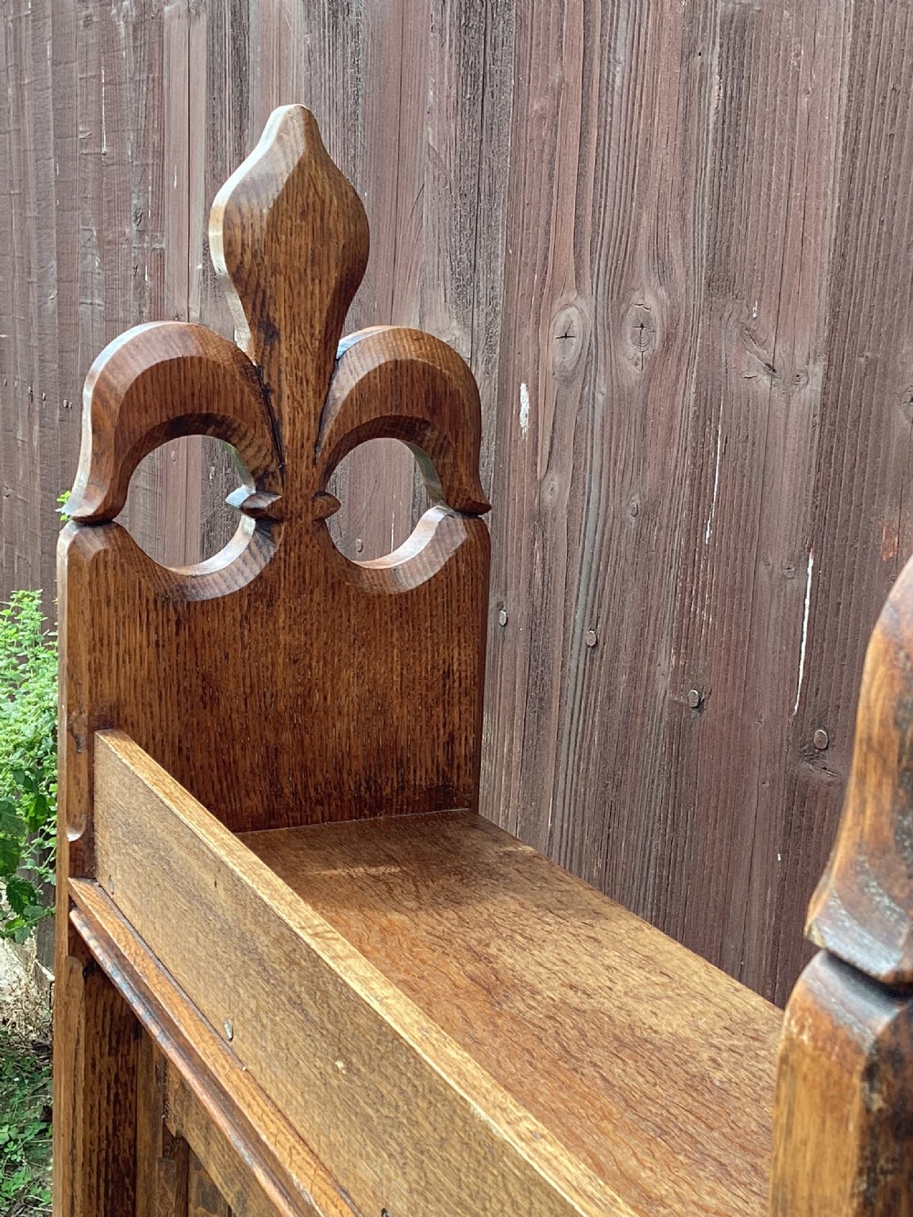 Victorian oak gothic open bookcase or screen  View II