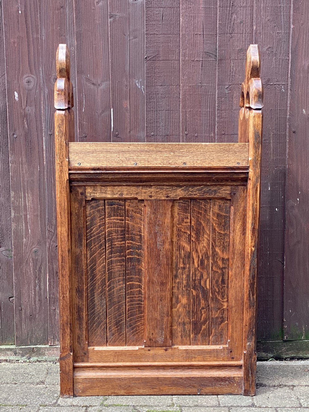 Victorian oak gothic open bookcase or screen  View III
