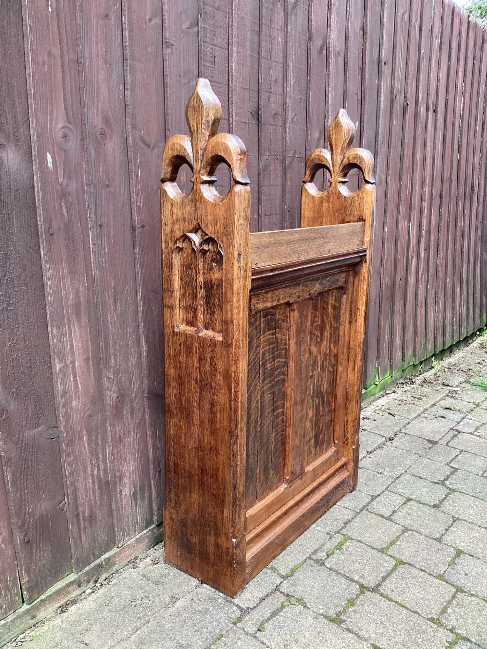 Victorian oak gothic open bookcase or screen  View IV