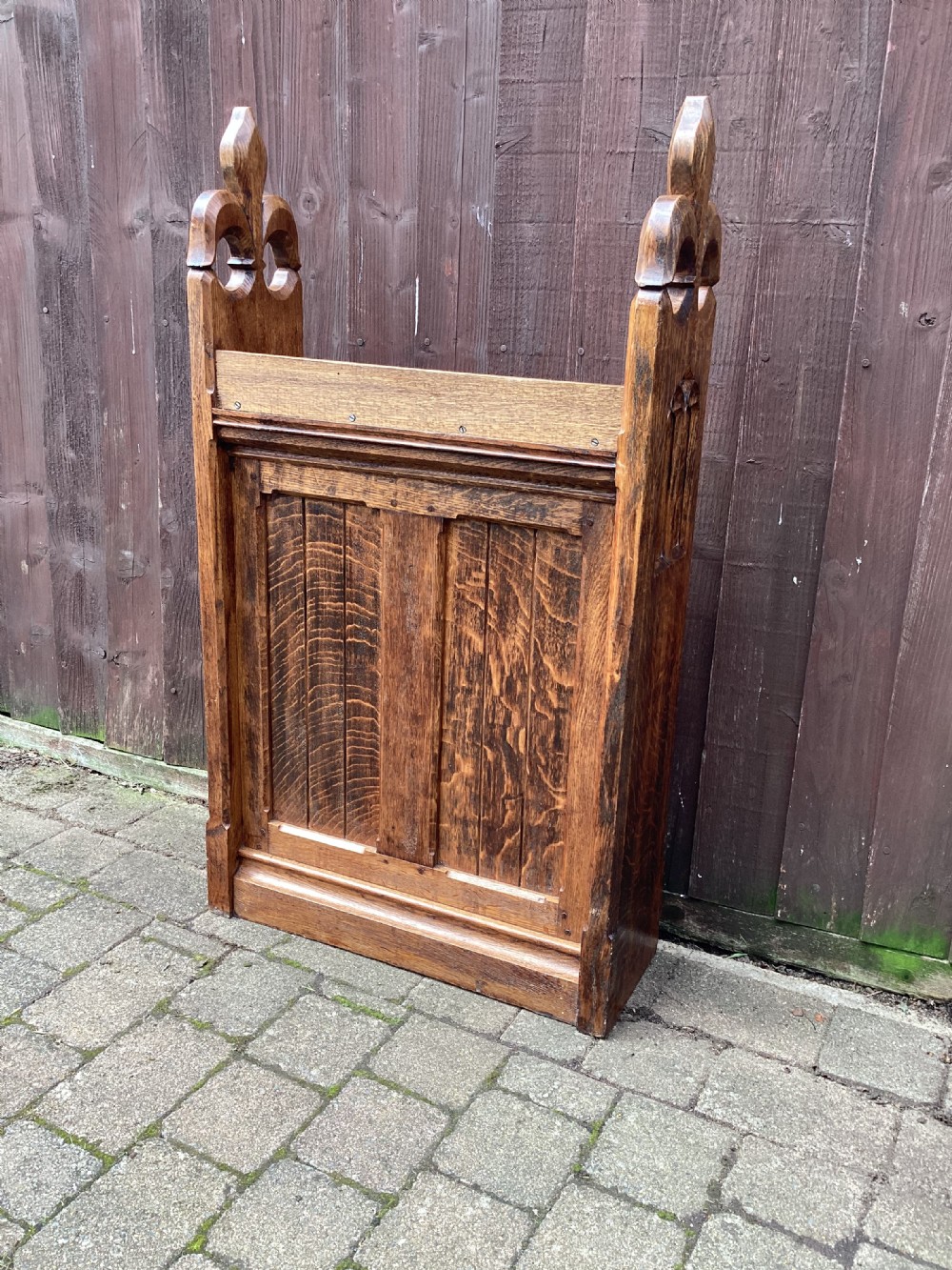Victorian oak gothic open bookcase or screen  View V
