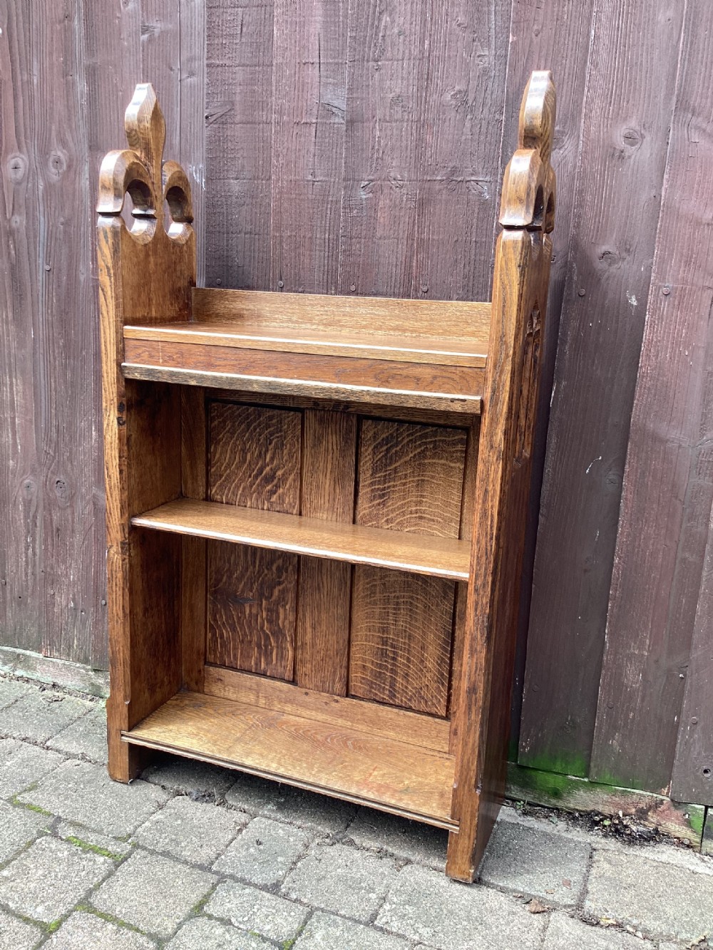 Victorian oak gothic open bookcase or screen  View VI