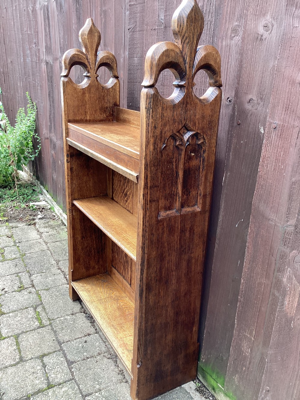 Victorian oak gothic open bookcase or screen  View XI
