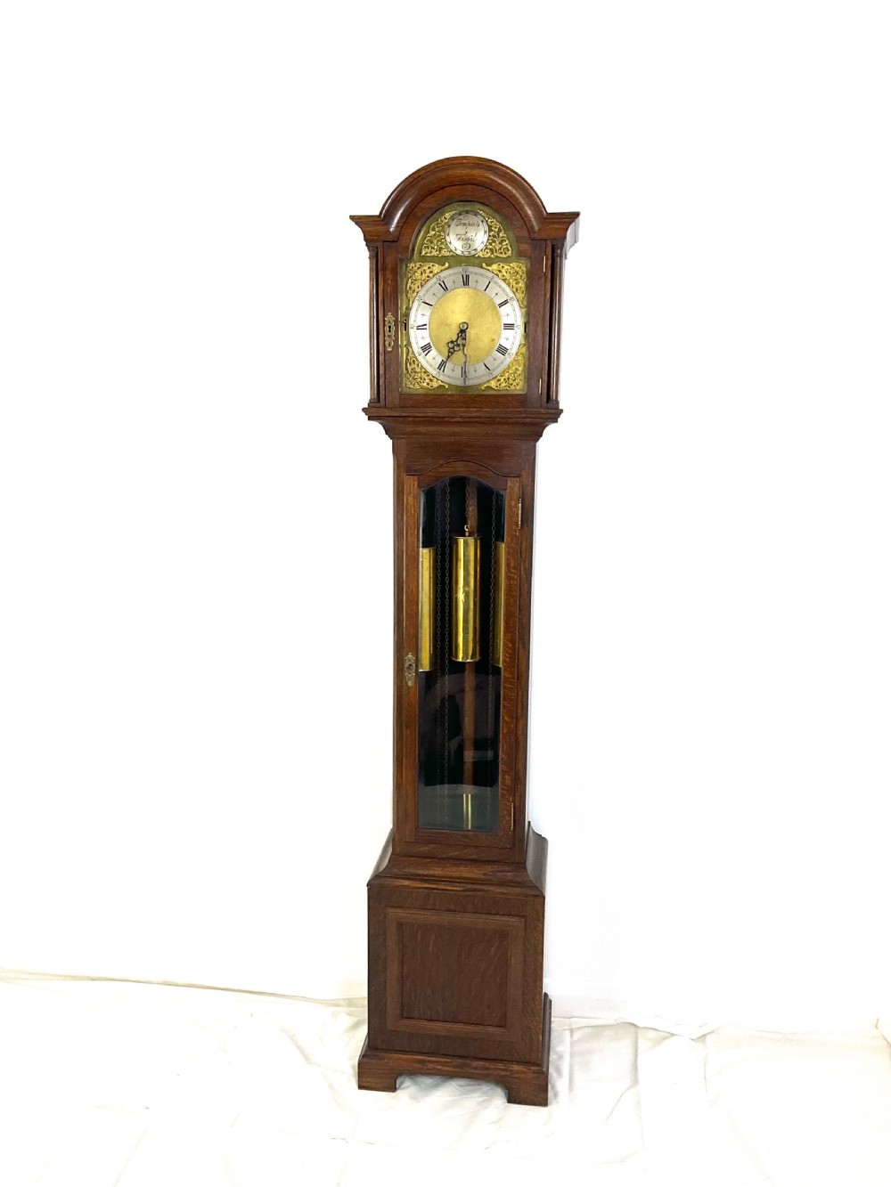 Small (70in) Musical Quarter Chiming Grandfather or Grandmother Oak Longcase Clock