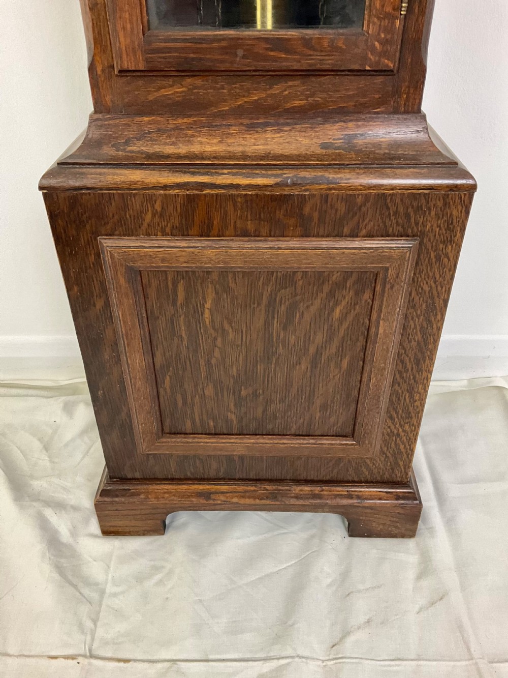 Small (70in) Musical Quarter Chiming Grandfather or Grandmother Oak Longcase Clock View VI