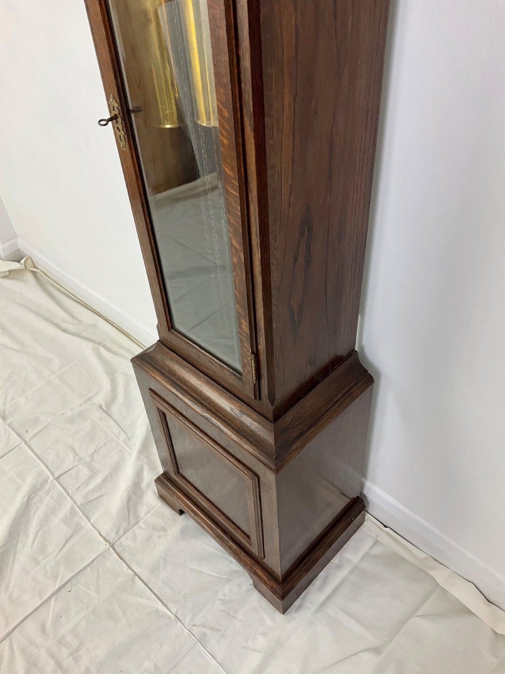 Small (70in) Musical Quarter Chiming Grandfather or Grandmother Oak Longcase Clock View VIII