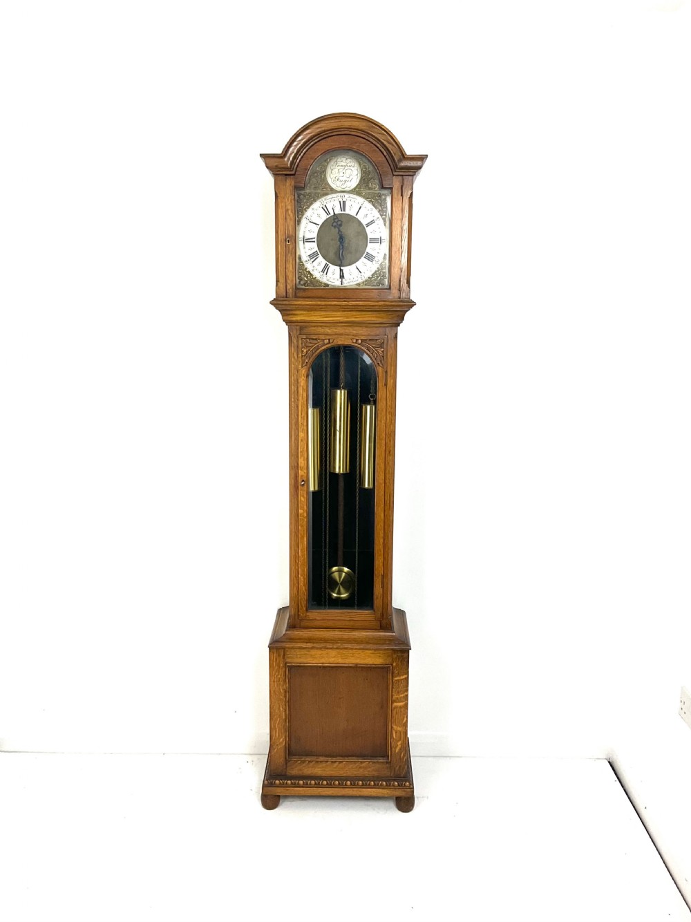 Bravingtons of London Musical Light Oak Longcase Clock - Two Tunes View III