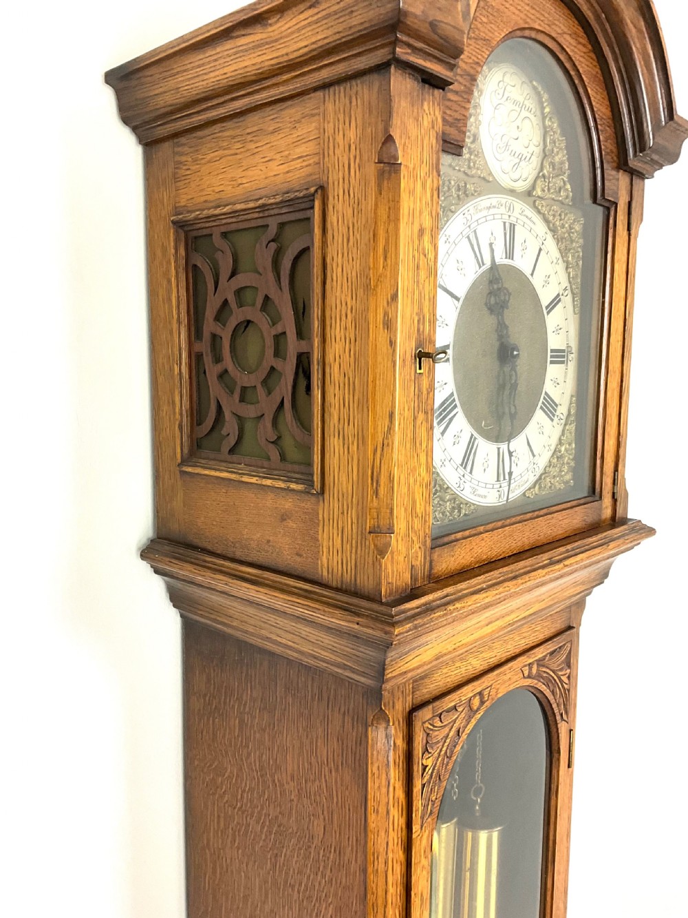Bravingtons of London Musical Light Oak Longcase Clock - Two Tunes View IV