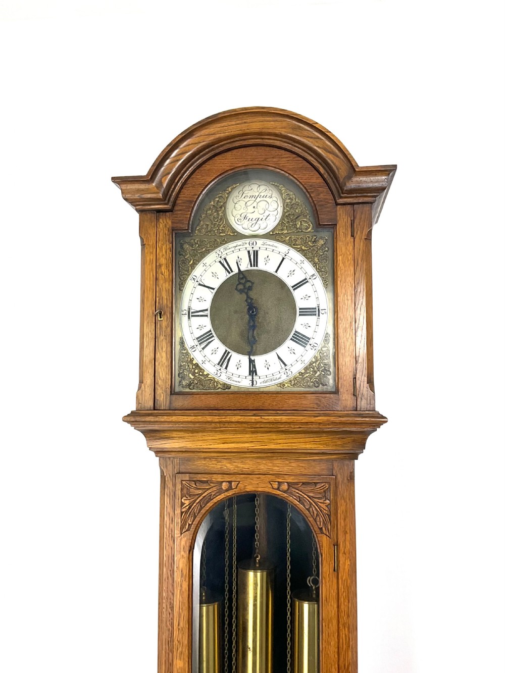 Bravingtons of London Musical Light Oak Longcase Clock - Two Tunes View XII