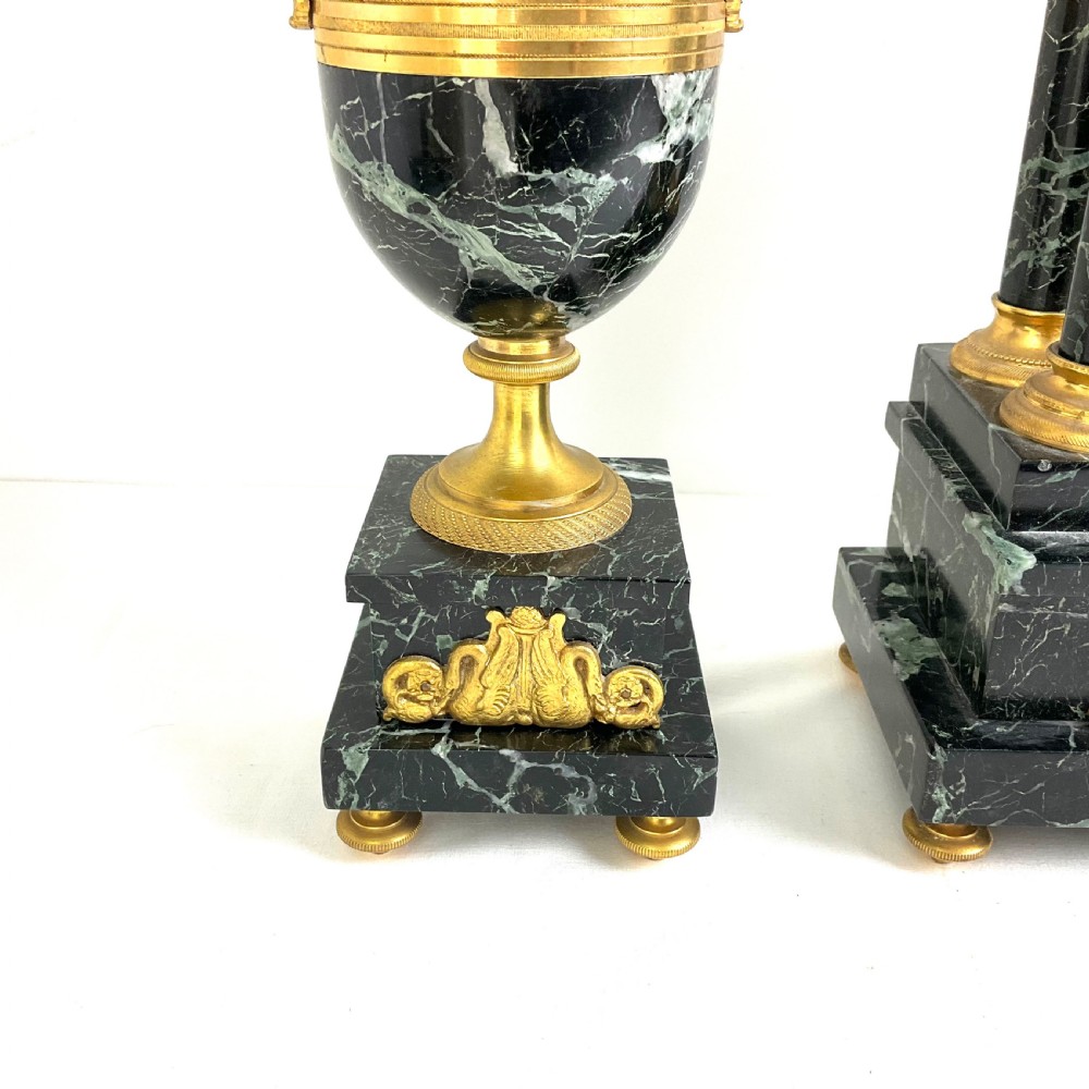 Stunning 19th Century Signed Bronze, Ormolu & Marble Clock Garniture  View XI