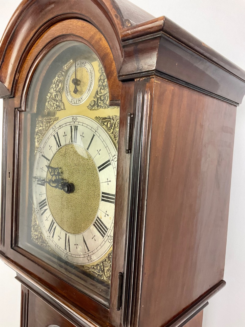 DEEP MELLOW MUSICAL QUARTER CHIMING GRANDFATHER LONGCASE CLOCK  View III