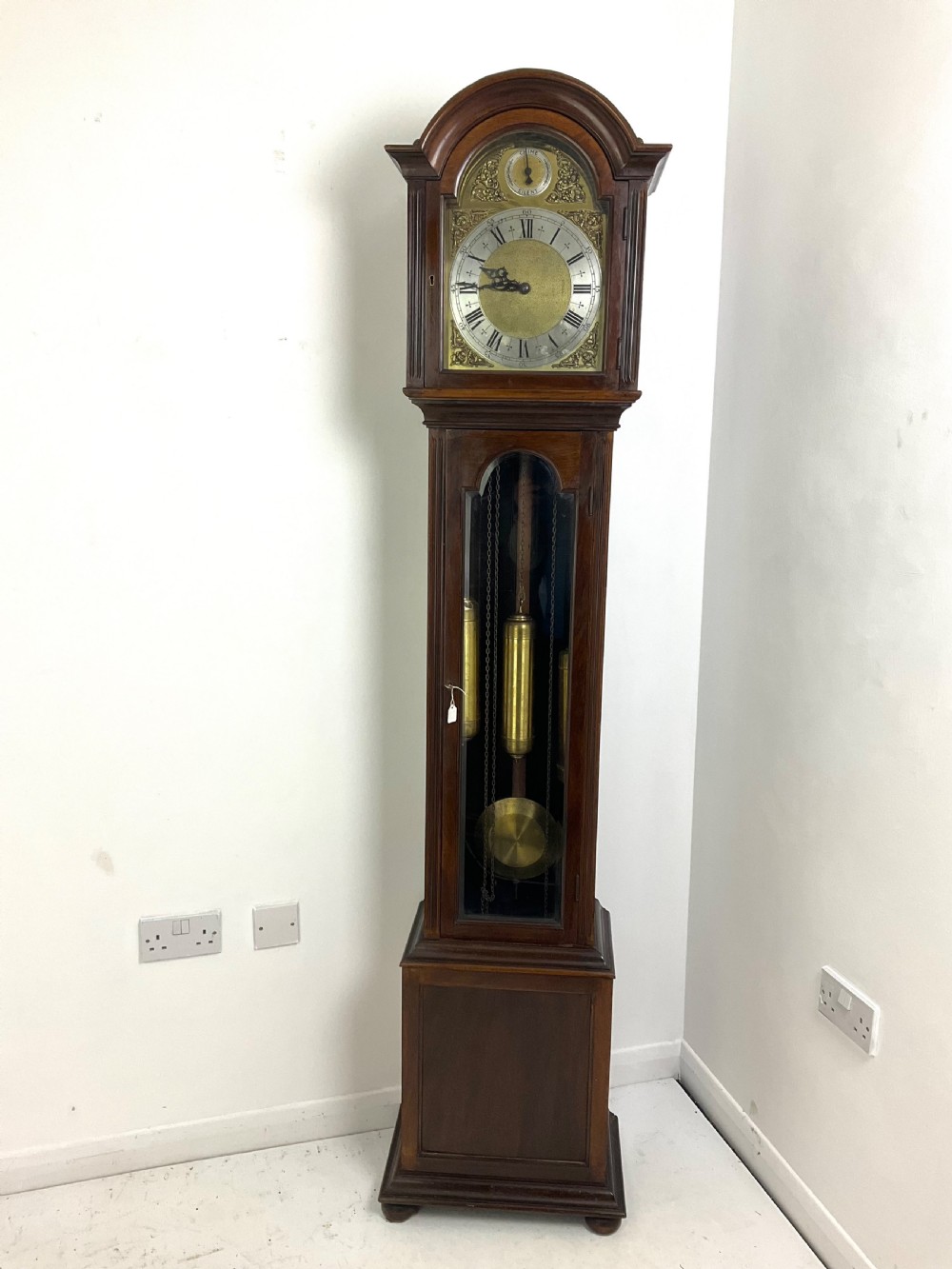 DEEP MELLOW MUSICAL QUARTER CHIMING GRANDFATHER LONGCASE CLOCK  View XII