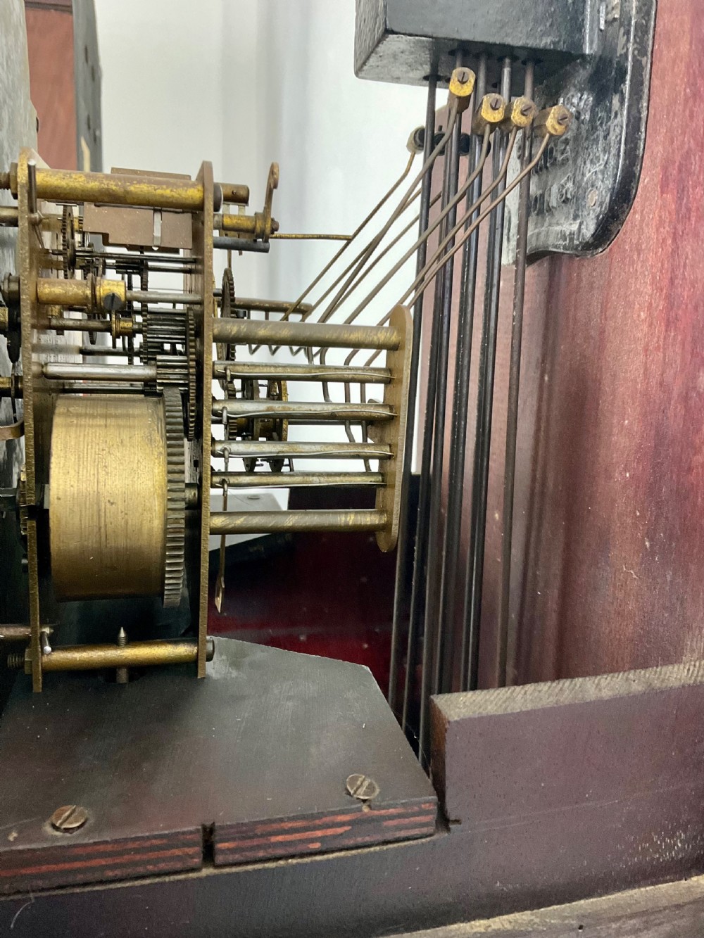 Petit Walnut Quarter Chiming Grandmother Longcase Clock View XII