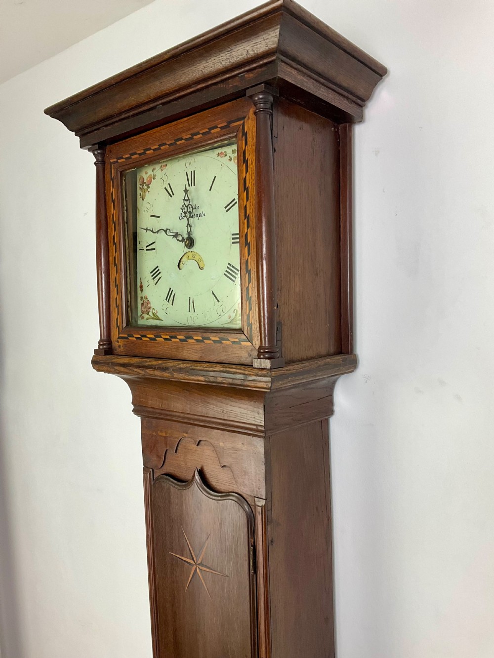W PIKE BARNSTABLE GEORGIAN OAK GRANDFATHER LONGCASE CLOCK View VI