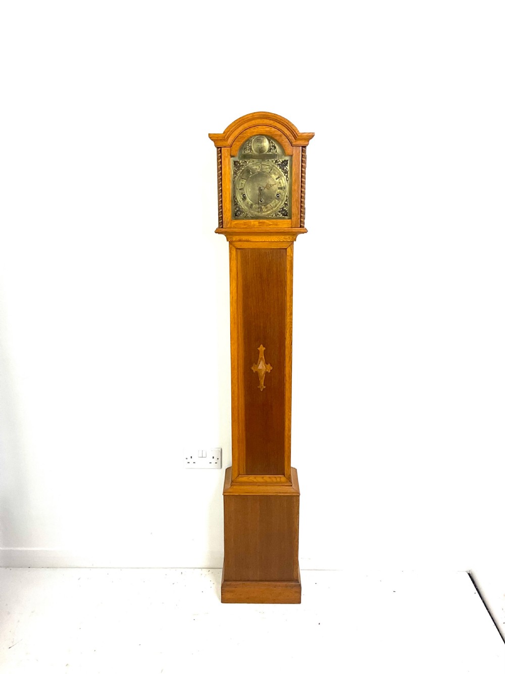 30s Light Oak Westminster Chiming Grandmother Longcase Clock View IX