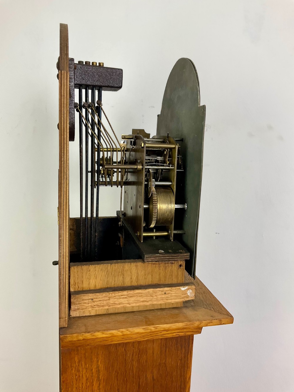 30s Light Oak Westminster Chiming Grandmother Longcase Clock View VII