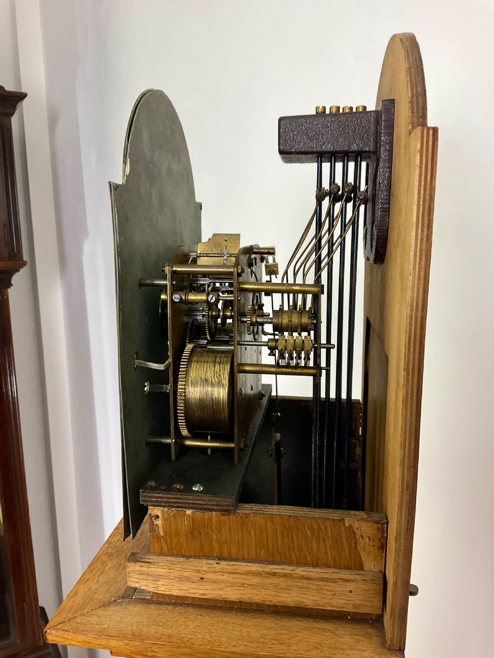 30s Light Oak Westminster Chiming Grandmother Longcase Clock View VIII