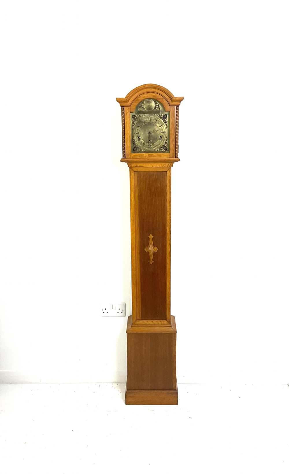 30s Light Oak Westminster Chiming Grandmother Longcase Clock