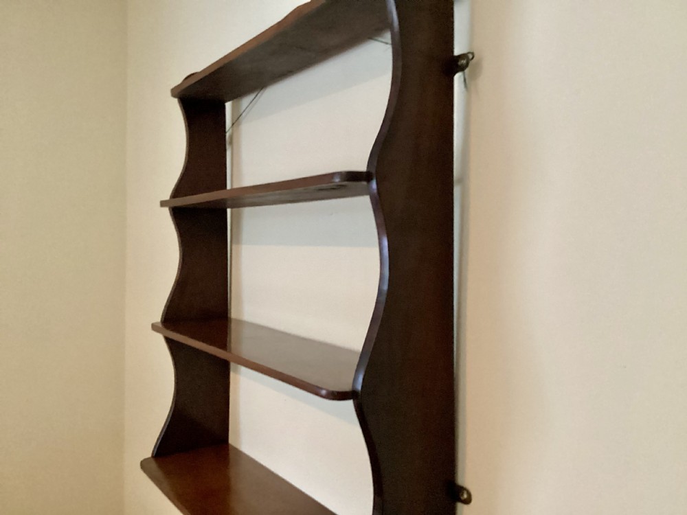 C19th mahogany 4 tier waterfall wall shelves whatnot View V