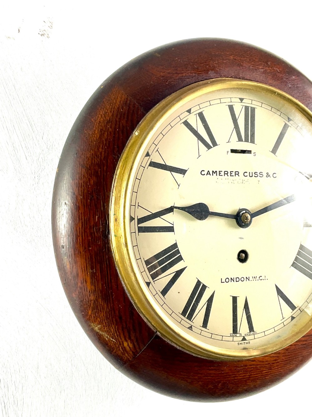 Camera Cuss Oak 7in Dwarf Dial Wall Clock View IX