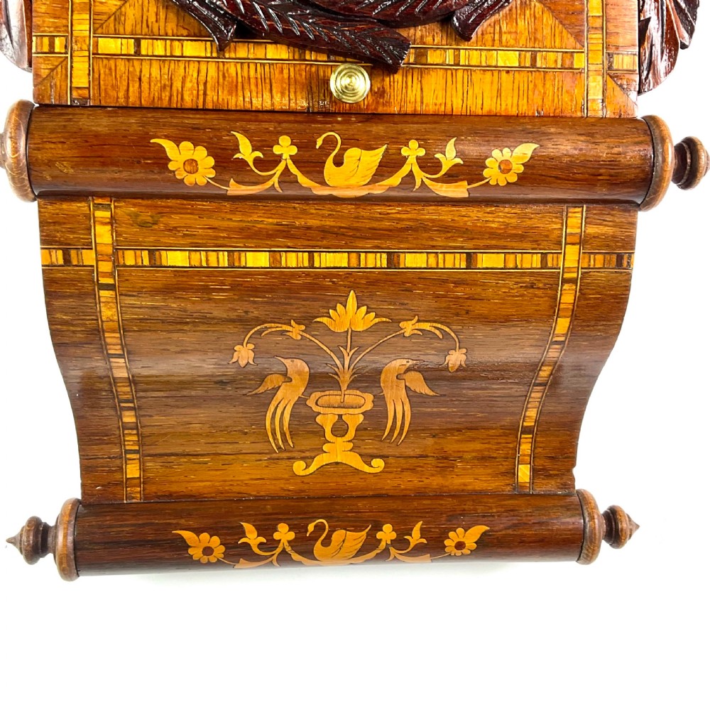 Attractive American Drop Dial Walnut & Inlaid Wall Clock View II