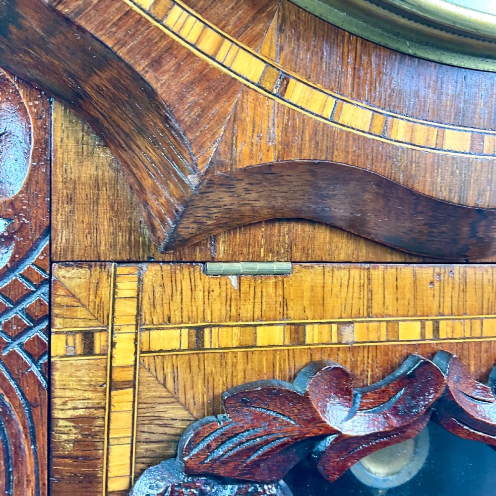 Attractive American Drop Dial Walnut & Inlaid Wall Clock View VI