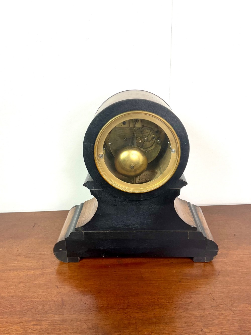 19th C. Walnut Mantel Clock with Enamel Dial View VII