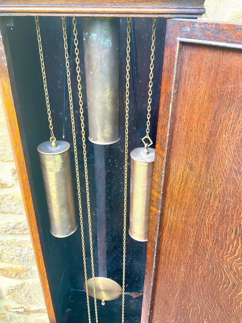 Westminster Quarter Chiming Oak Grandmother Longcase Clock View VI