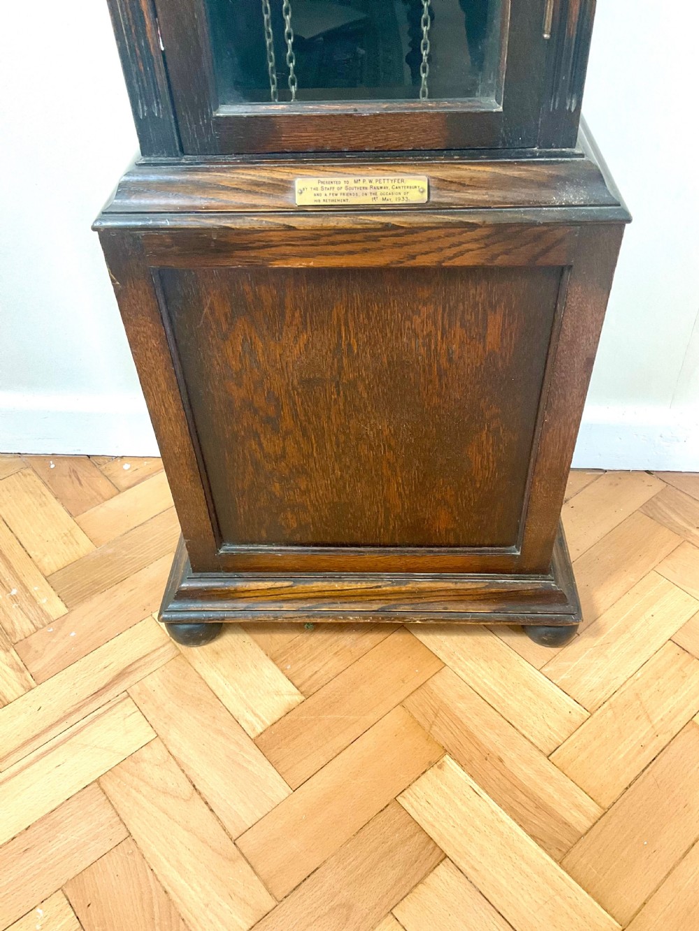 Oak Grandfather Longcase Railway Clock - Canterbury Kent View V