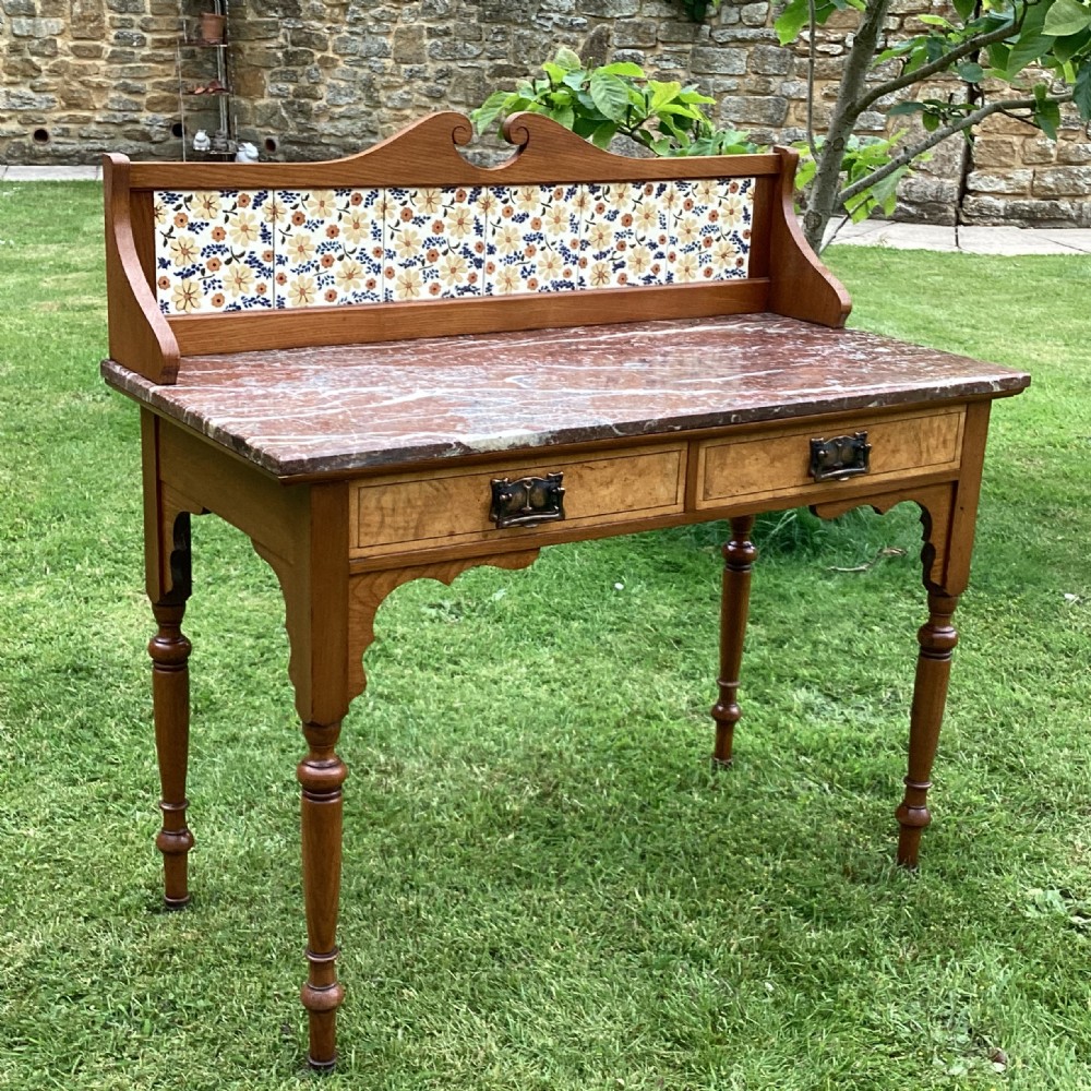 Victorian marble and tile back washstand Maple & Co 