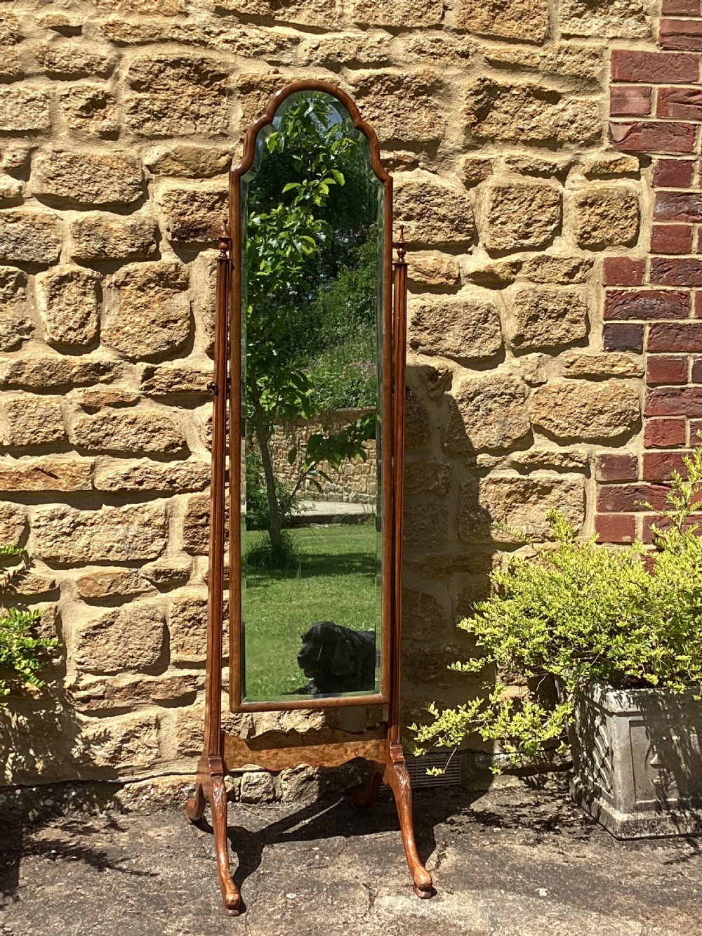 Early C20th Walnut Cheval mirror