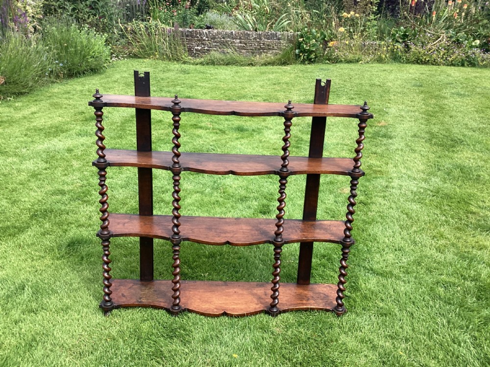 C19th oak wall shelves View II