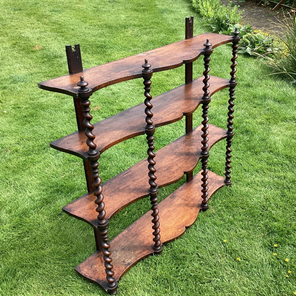 C19th oak wall shelves
