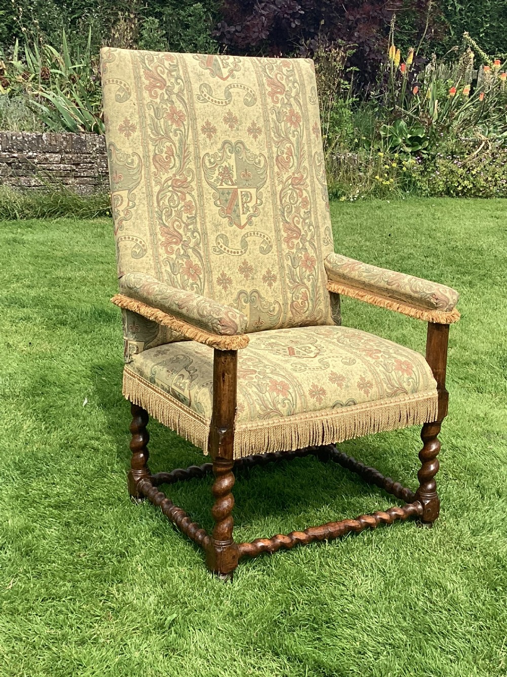 19thC Walnut open armchair with high back View II