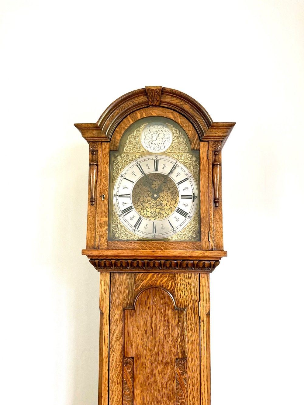 Oak Grandfather Clock Musical Westminster Chiming Longcase 