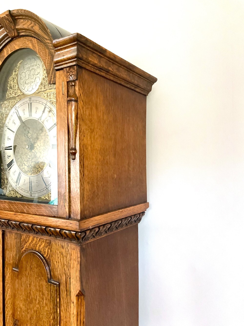 Oak Grandfather Clock Musical Westminster Chiming Longcase  View VII